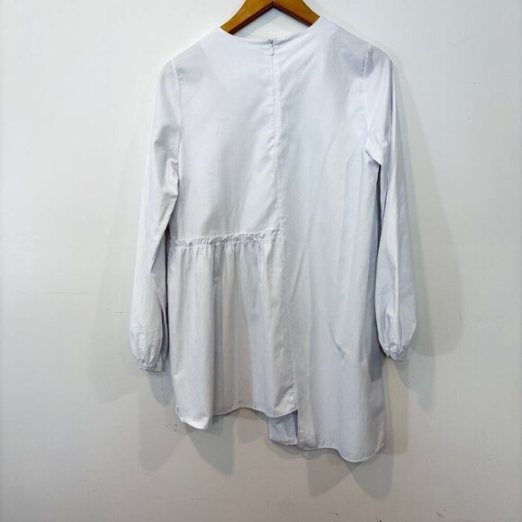 REFKA White Assymetric Hem Blouse Long Sleeves sz M - Picture 3 of 11